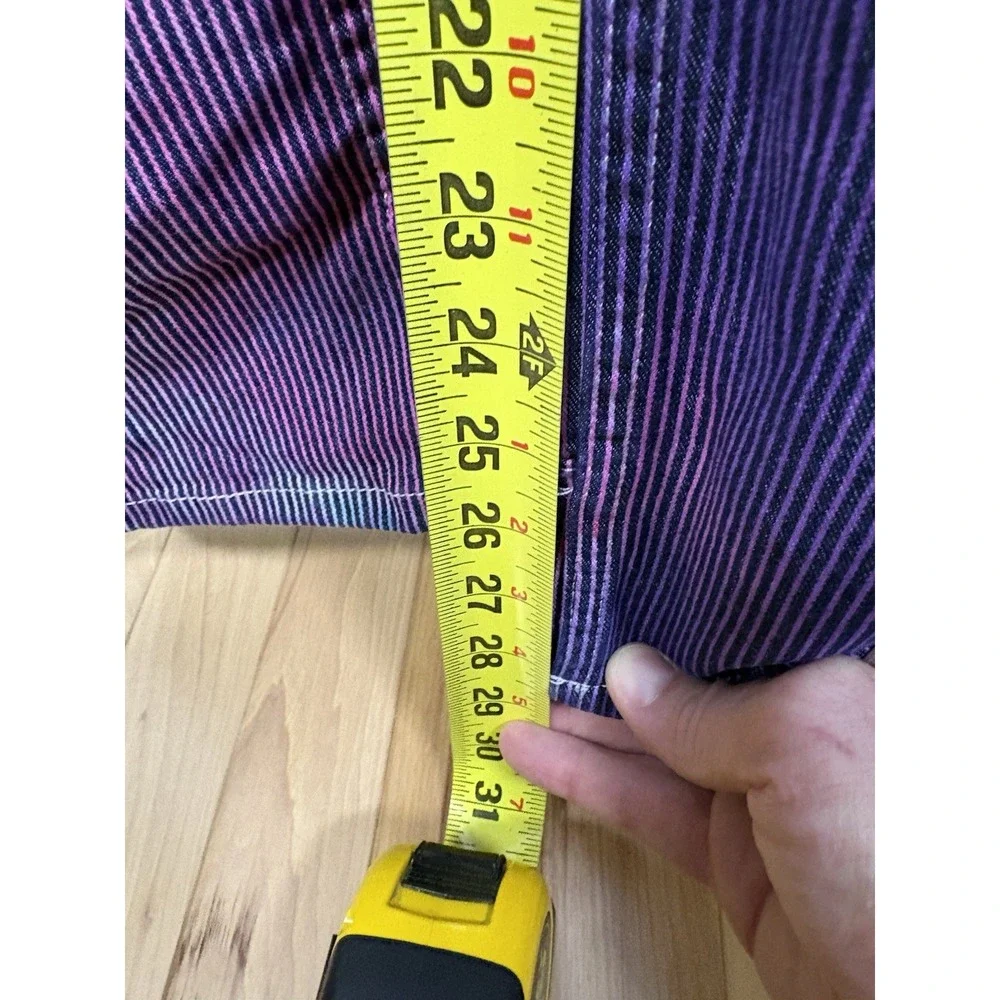 Dickies Custom Ice Dyed Striped Denim Overalls 2XL Purple Pink Rave Grunge